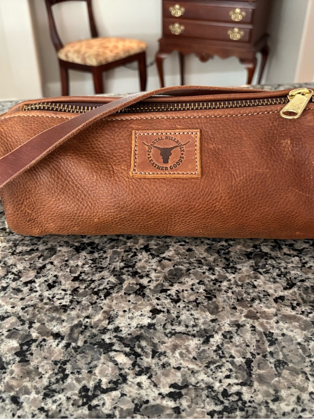 Brown Leather Saddle Roll Bag - Picture 2 of 7